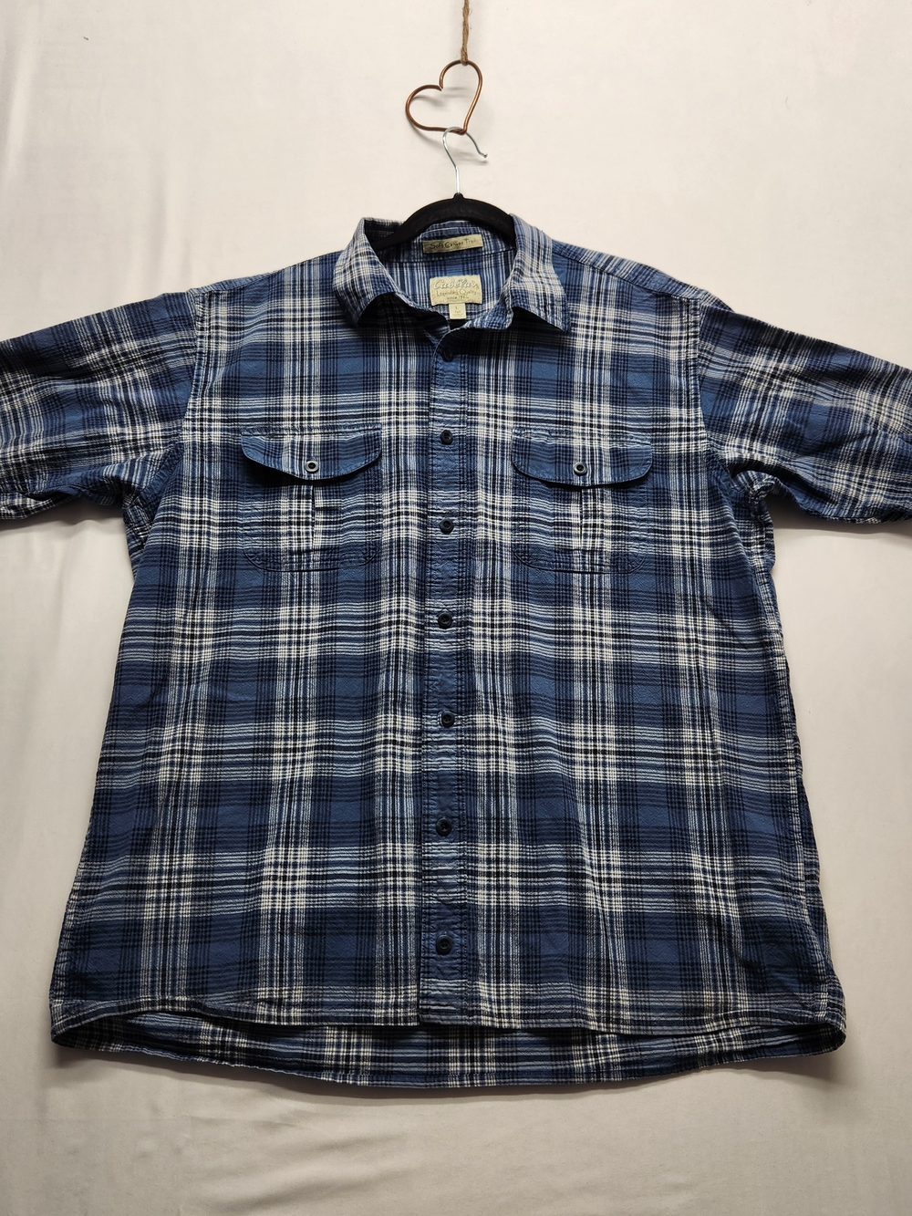 ⭐️Cabela’s Soft Canvas Trail Blue Plaid Button-Down Y2K – Men’s Large Tall 